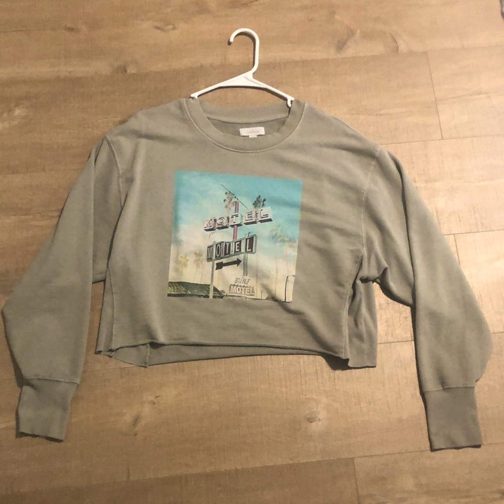 Tan Cropped sweat shirt